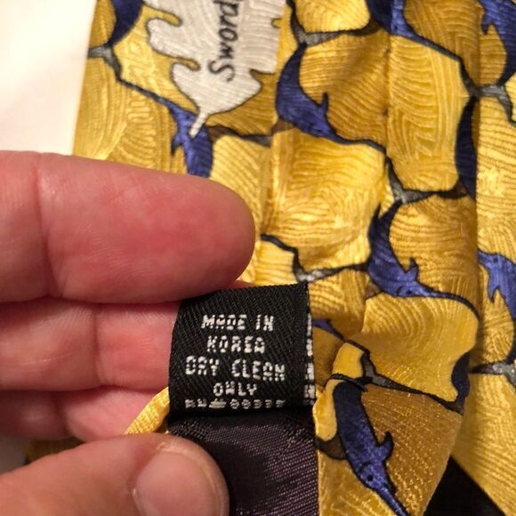 The Nature Conservancy Gold Yellow Royal Navy Blue Swordfish Silk Tie - Picture 6 of 7